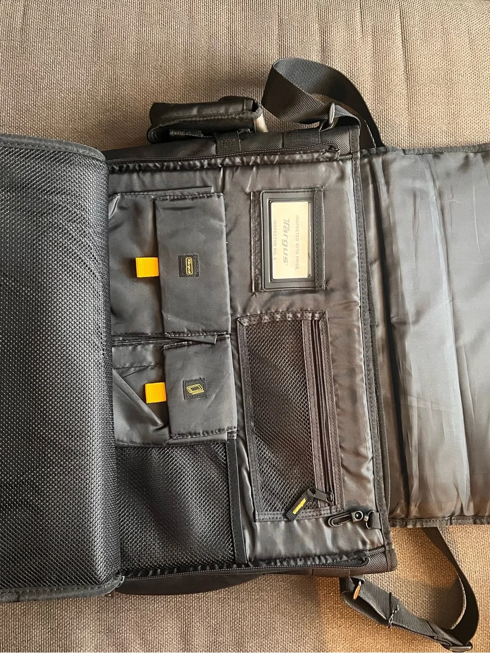 Targus Black and Light Gray Laptop Messenger Bag with Yellow Accents
